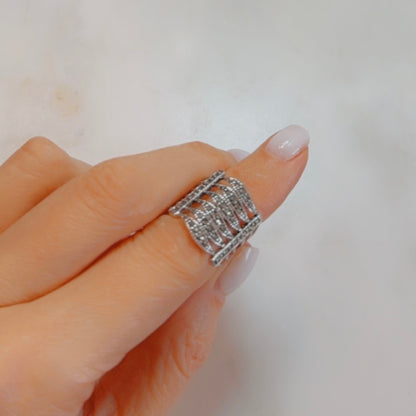 Wide Openwork Band Marcasite Ring-Ringified Jewelry