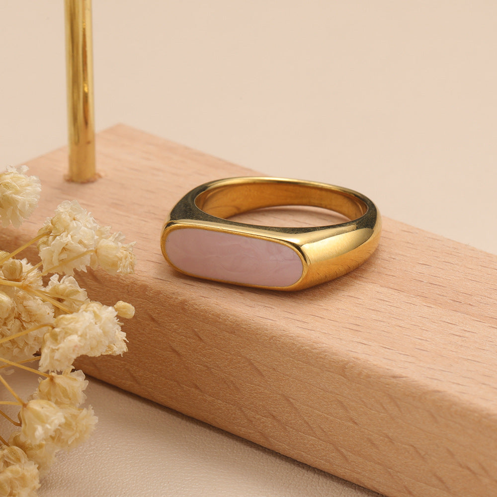 Oblong Signet Gold Resin Ring-Ringified Jewelry 