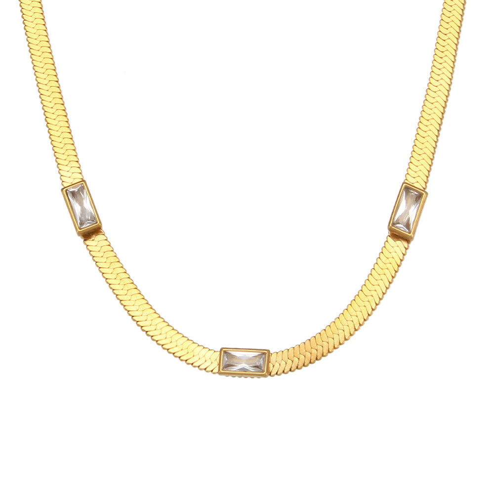 Three Bling Herringbone Necklace