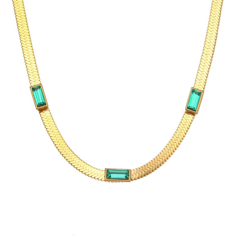 Three Bling Herringbone Necklace