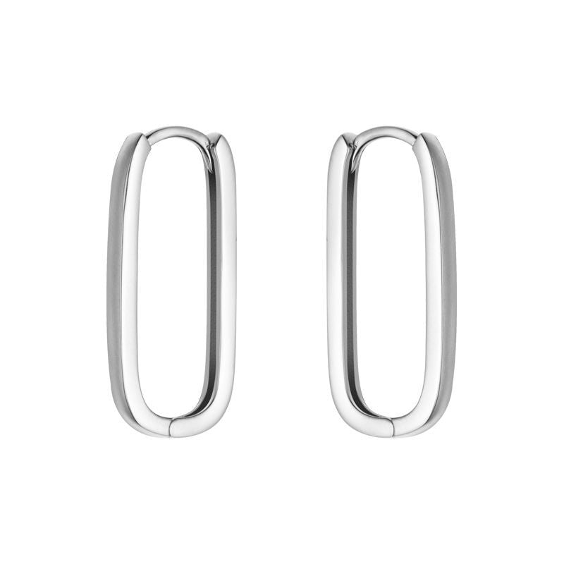 Oblong Sterling Silver Hoop Earrings-Ringified Jewelry