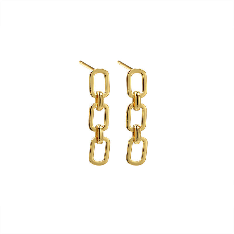 Chain Link Paperclip Gold Vermeil Earrings-Ringified Jewelry