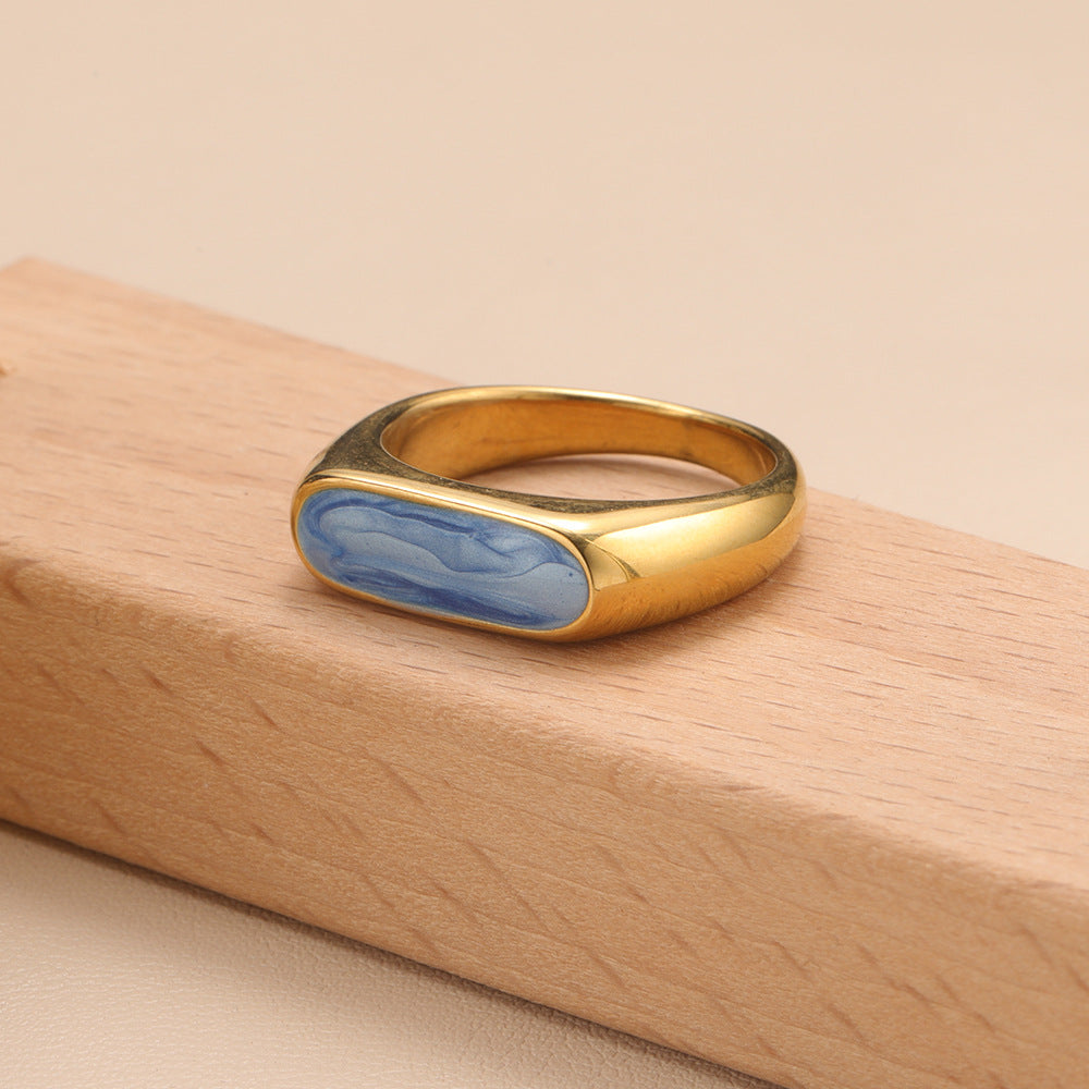 Oblong Signet Gold Resin Ring-Ringified Jewelry