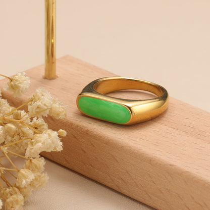 Oblong Signet Gold Resin Ring-Ringified Jewelry