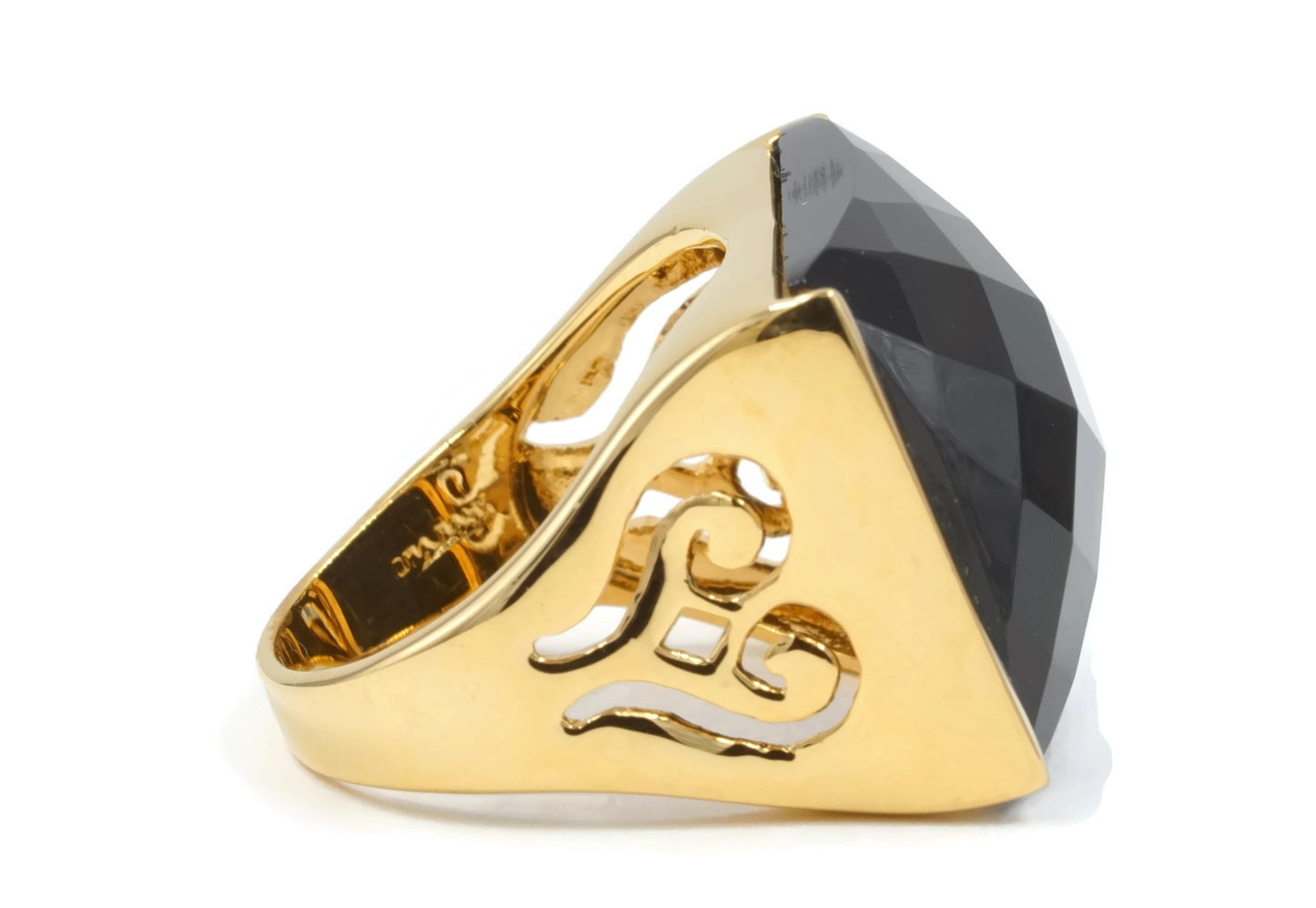 Swaggy Oversized 14K Finish Jet Black Bezel-Set Fashion Ring