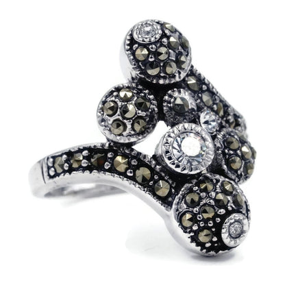 Antiqued Marcasite Crystal-Studded Ring