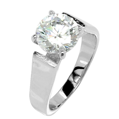 Large Round Floating Prong-Set Classic Wide Band Ring