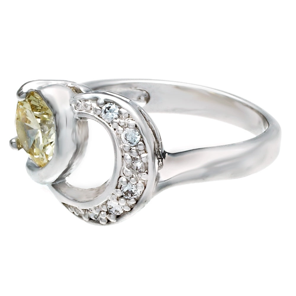 Double Loop Openwork Pale Yellow Stone Statement Ring