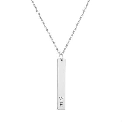Delicate Heart Letter Bar Silver Necklace-Ringified Jewelry