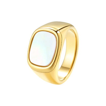 Mother of Pearl Square Shell Signet Ring-Ringified Jewelry