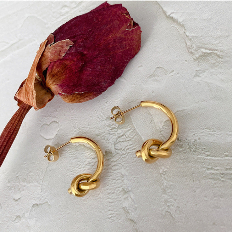 Love Knot Hoop Stud Earrings-Ringified Jewelry