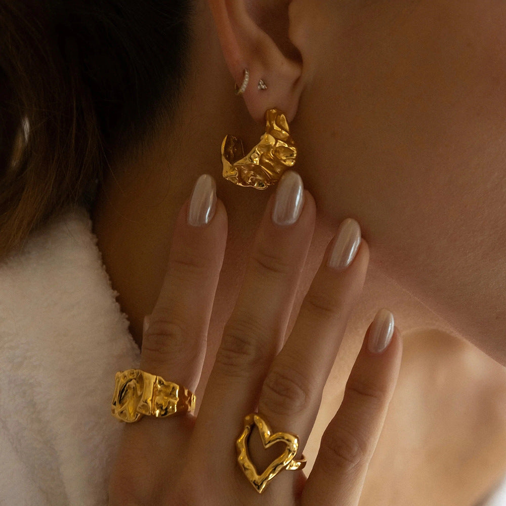 Lovely Lava Gold Earrings-Ringified Jewelry