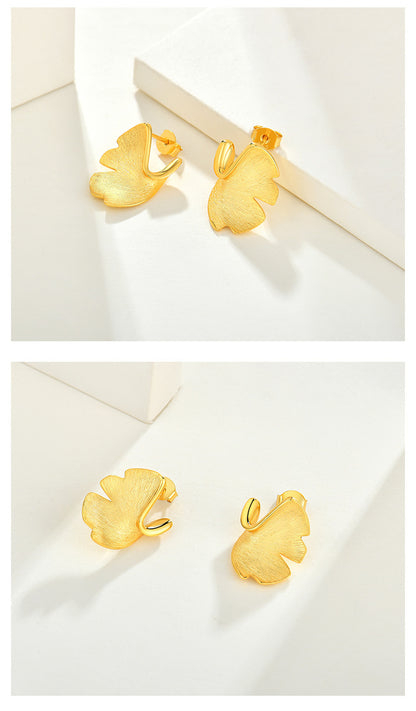 Lovely Leaf Gold Earrings