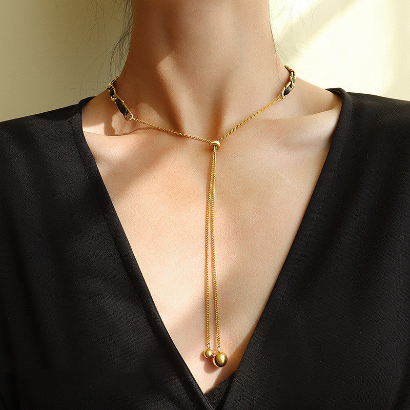 Braided Choker Lariat Necklace