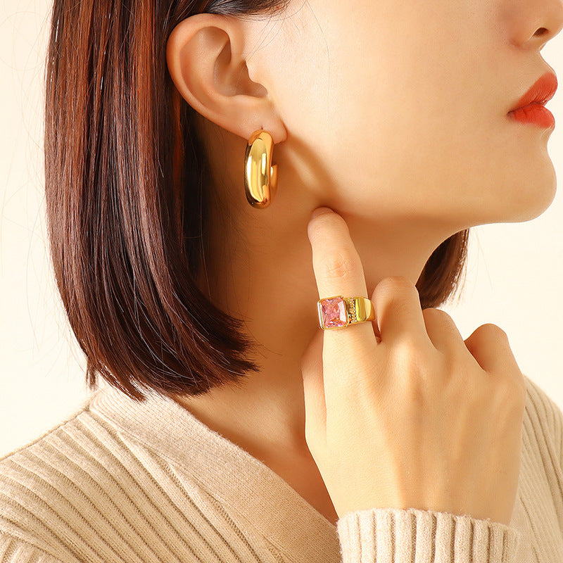 Macaroni Leverback Chunk Earrings-Ringified Jewelry