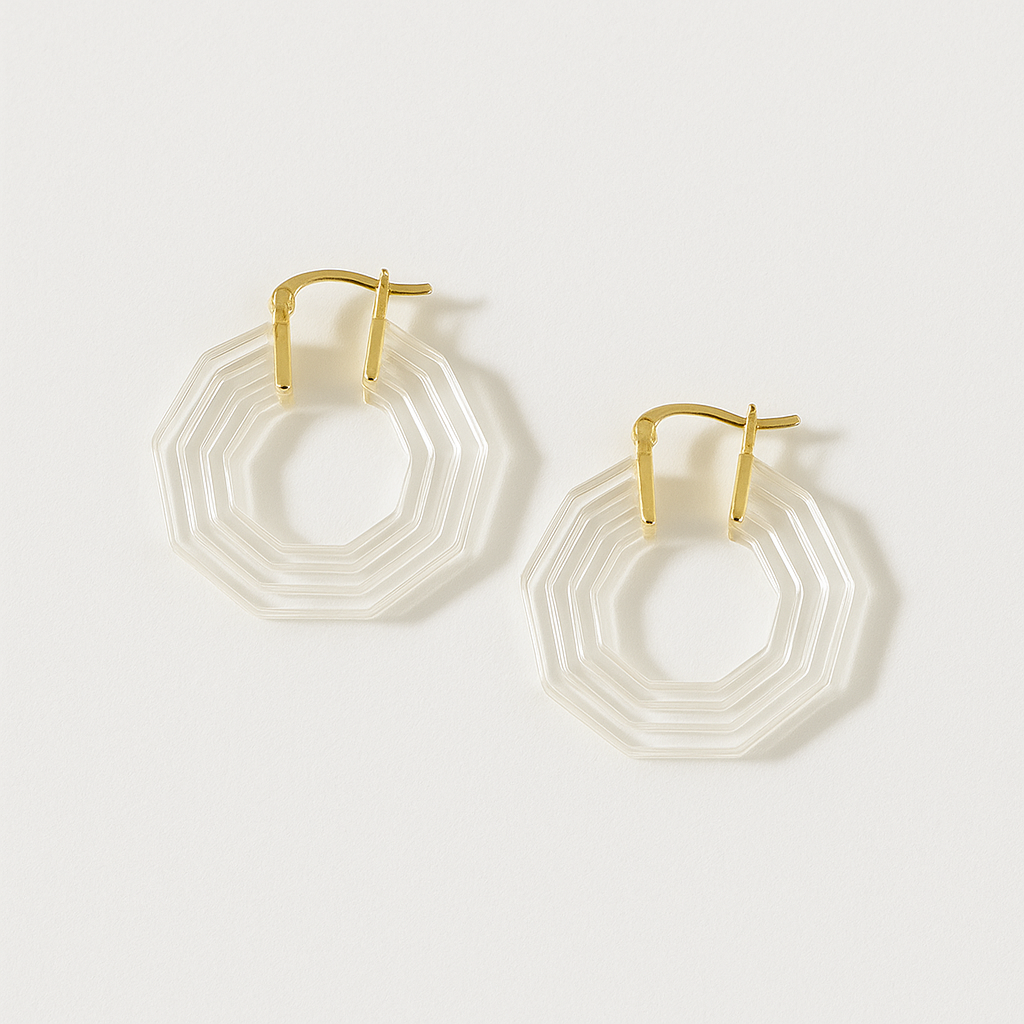 French Hex Hoop Earrings