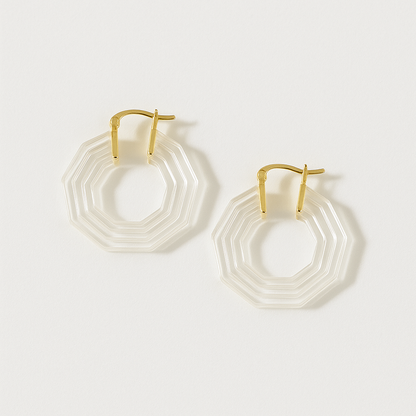 French Hex Hoop Earrings