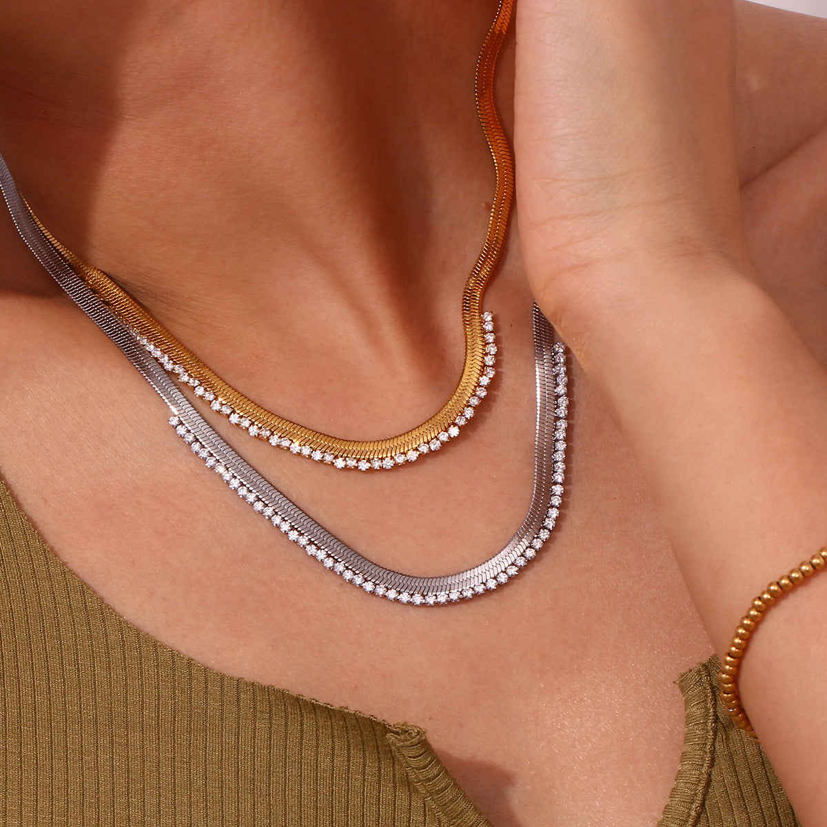 Gleaming Edge Herringbone Necklace