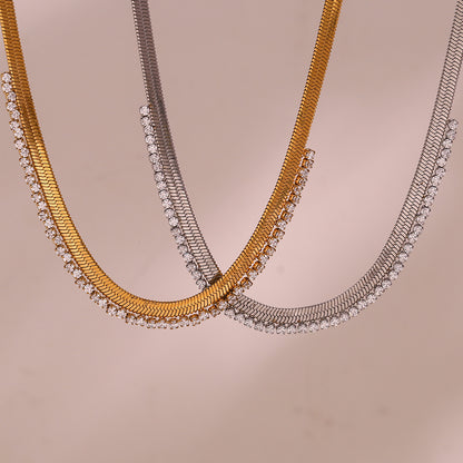 Gleaming Edge Herringbone Necklace