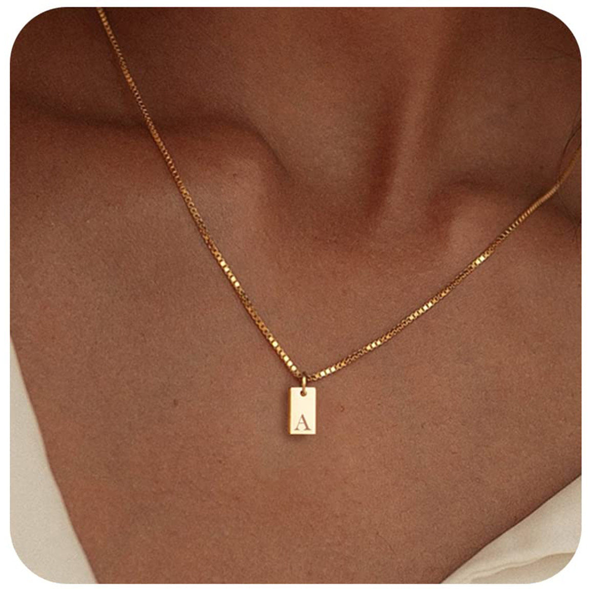 Gold Bar Letter Necklace-Ringified Jewelry