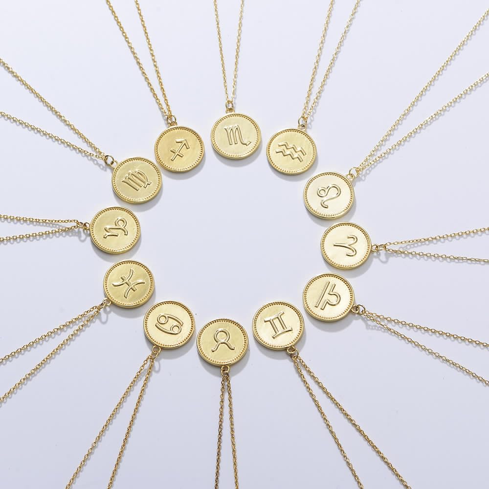 Zodiac Medallion Gold Coin Vermeil Necklace-Ringified Jewelry