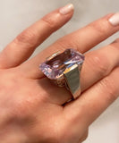 Huge Emerald Cut Clear Stone Statement Ring
