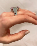 Huge Emerald Cut Clear Stone Statement Ring
