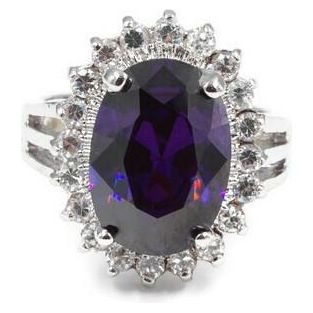 Dramatic Oval Amethyst Purple Stone Cocktail Ring