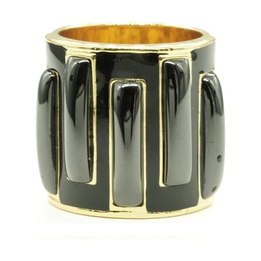 Geometric Cigar Black Band 14K Ring