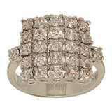 Handset Clear Pave Cluster Cocktail Square Ring