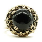 Simulated Onyx Stone Antiqued Floral Adjustable