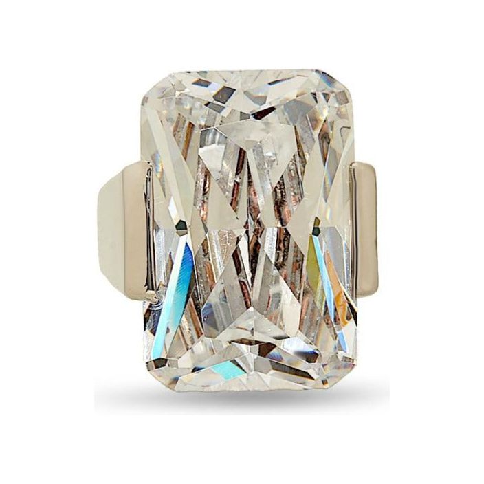 Mega Emerald-Cut Clear Bling Cocktail Ring
