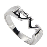 Adorable 3 mm Sterling Silver Connected Love Word Ring