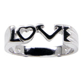 Adorable 3 mm Sterling Silver Connected Love Word Ring