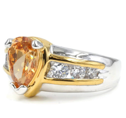 Pear Shape Champagne Stone Statement Ring
