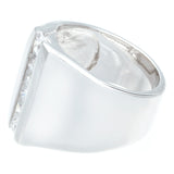 Contemporary Wide Polished Six Channel Set Clear Stones Ring