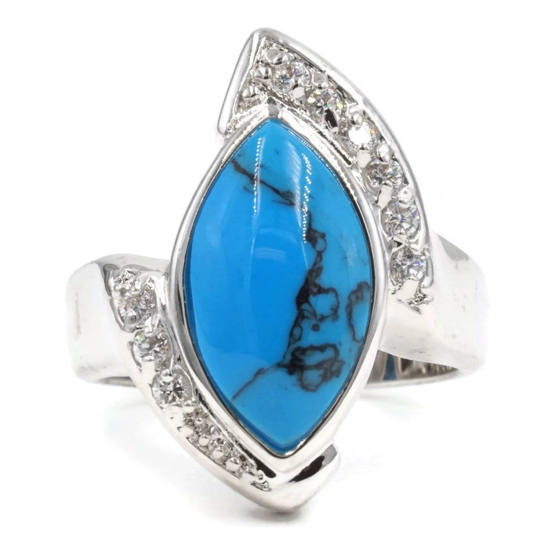 Asymmetrical Cultivated Turquoise Blue Stone Ring