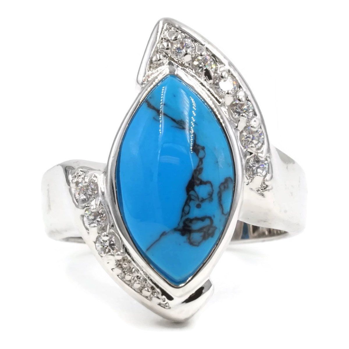Asymmetrical Turquoise Blue Stone Ring