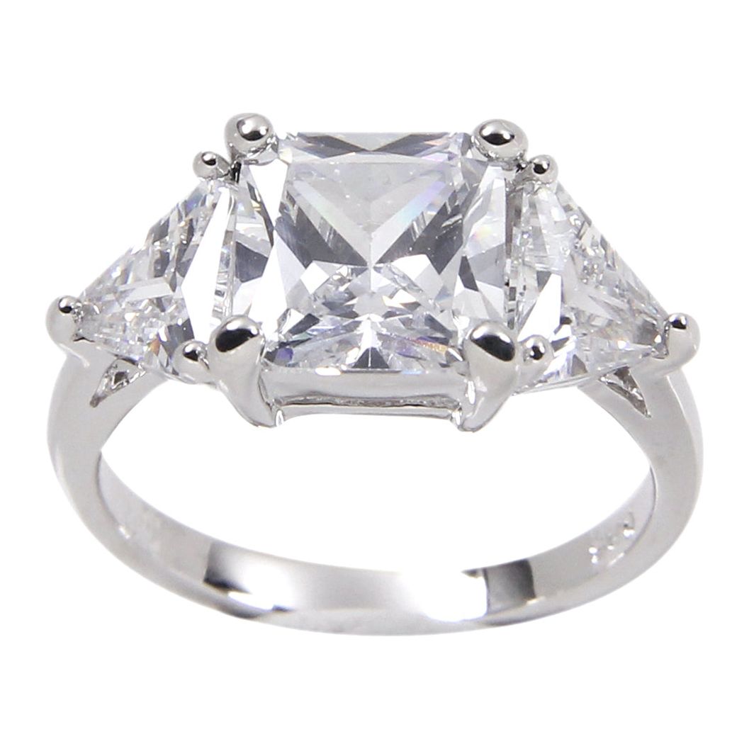 Sterling Silver Princess Trillion-Cut Statement Ring