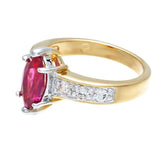 Great Two Tone Solitaire Marquise Synthetic Ruby Ring