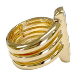 Asymmetrical Three Row Shank Vertical Bar Clear Stone Ring