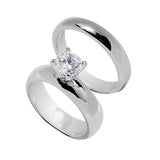 High Prong Set Round Solitaire Wedding Set Rings