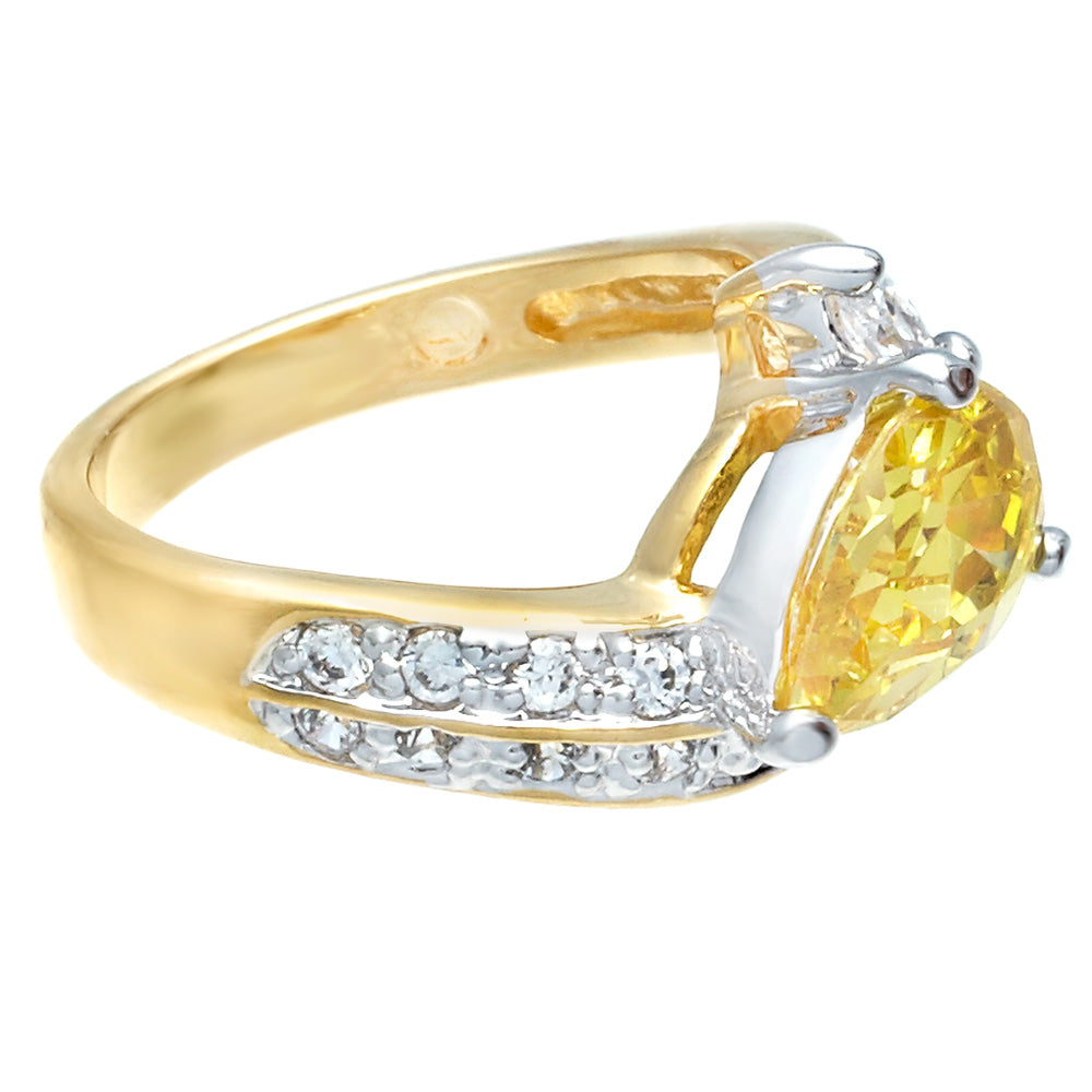 Graceful Twist Yellow Stone 14K Statement Ring