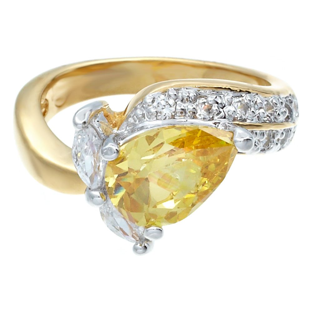 Graceful Twist Yellow Pear Stone 14K Statement Ring