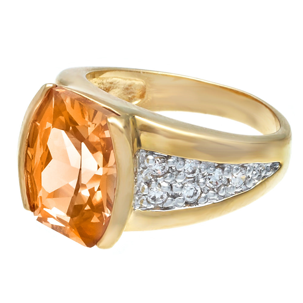 Big Oval Champagne Cocktail Ring Pavé Set Statement Ring