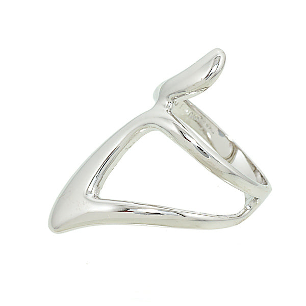 Contemporary Abstract Design Rhodium Ring