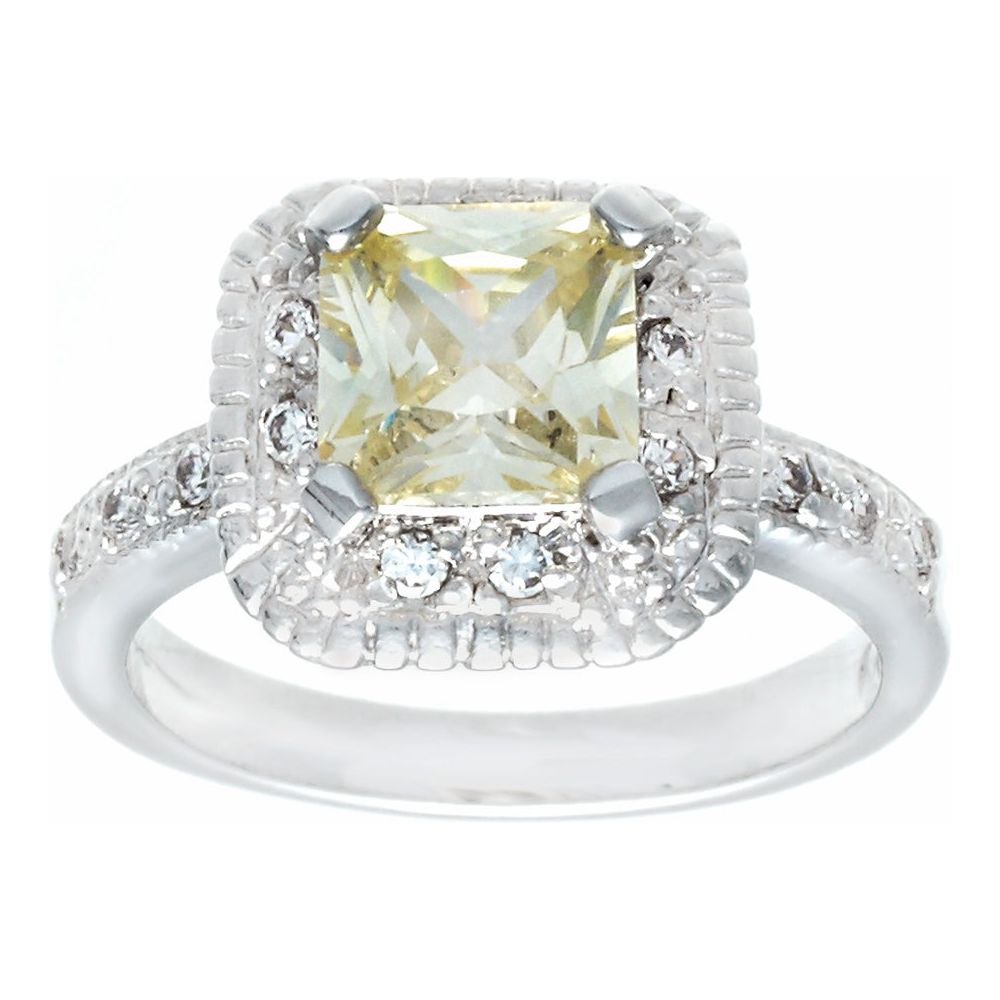 Classic Engagement Pale Yellow Princess Cut Ring