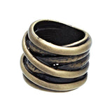 Very Wide Twisted Band Oxidized Illusion Ring