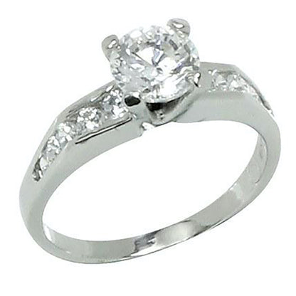 Classic Style Prong Set Engagement Side Stone Accent Ring