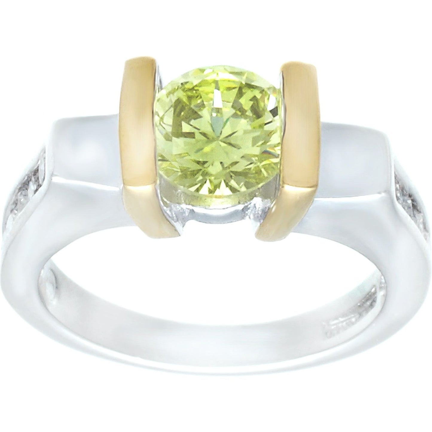 Modern Solitaire Bright Lemon Green Ring